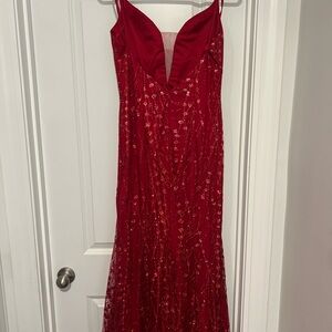 Cinderella Red Sequin Plunging Gown